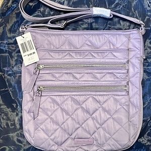 VERA BRADLEY TRIPLE ZIP HIPSTER CROSSBODY BAG PERFORMANCE TWILL LAVENDER SKY